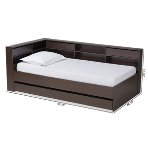 Faraday Dark Brown Wood Finish Storage Corner Bed