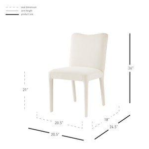 Alder Set of 2 Velvet Dining Chair in Zen White