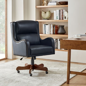 Viv Leather Executive Task Chair in Navy