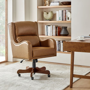 Viv Leather Executive Task Chair in Beige