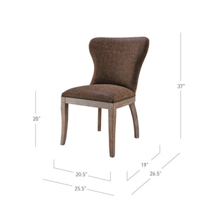 Dorsey Set of 2 Dining Chair in Nubuck Chocolate