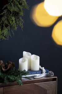 Set of 3 Ivory LED Candles with Remote Timer