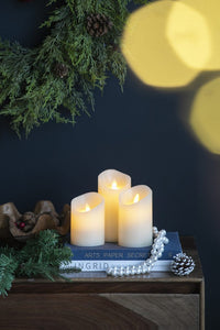 Set of 3 Ivory LED Candles with Remote Timer