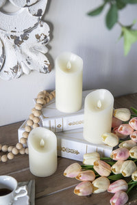 Set of 3 Ivory LED Candles with Remote Timer