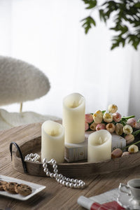 Set of 3 Ivory LED Candles with Remote Timer