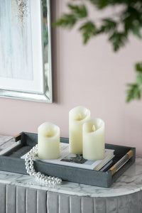 Set of 3 Ivory LED Candles with Remote Timer