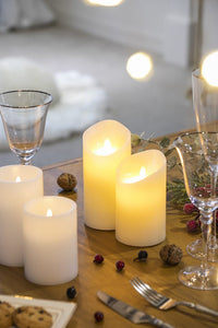 Set of 3 Ivory LED Candles with Remote Timer