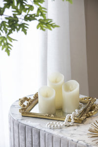 Set of 3 Ivory LED Candles with Remote Timer