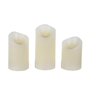 Set of 3 Ivory LED Candles with Remote Timer