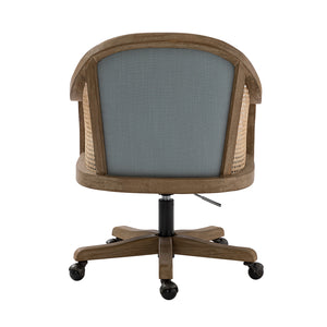 Xaver Task Chair with Rattan Arms in Blue