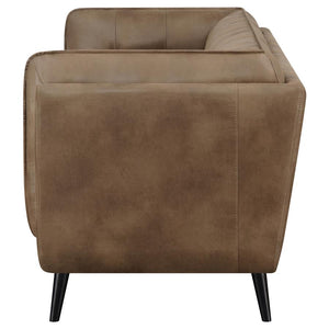 Thatcher Upholstered Tuxedo Arm Tufted Sofa in Brown