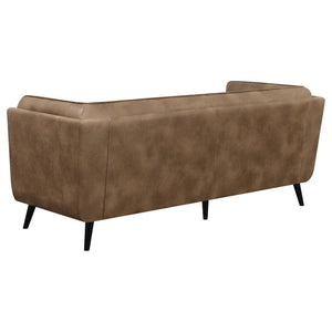 Thatcher Upholstered Tuxedo Arm Tufted Sofa in Brown