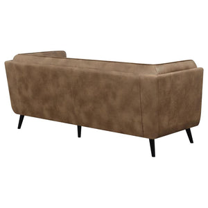 Thatcher Upholstered Tuxedo Arm Tufted Sofa in Brown