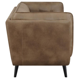 Thatcher Upholstered Tuxedo Arm Tufted Sofa in Brown