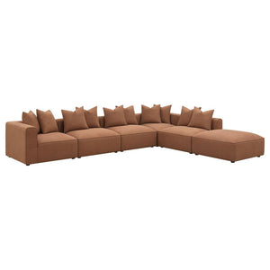 Jennifer 6-piece Upholstered Modular Sectional in Terracotta