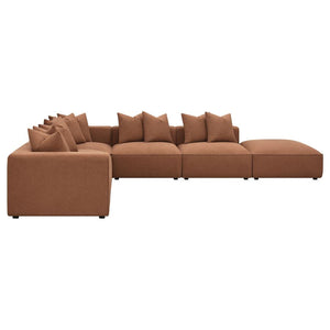 Jennifer 6-piece Upholstered Modular Sectional in Terracotta