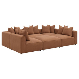 Jennifer 6-piece Upholstered Modular Sectional in Terracotta