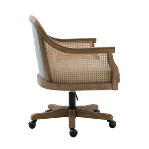 Xaver Task Chair with Rattan Arms in Blue