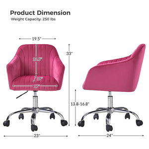 Gerhard Velvet Task Chair in Fushia