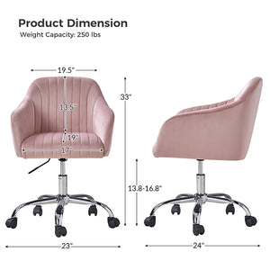 Gerhard Velvet Task Chair in Pink