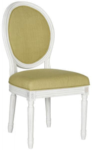 Holloway Set of 2 French Brasserie Linen Oval Side Chair in Spring Green