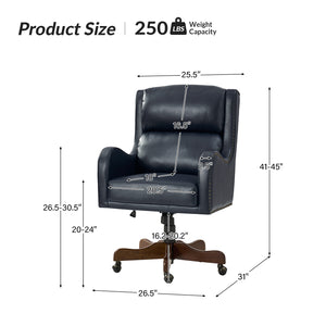 Viv Leather Executive Task Chair in Navy