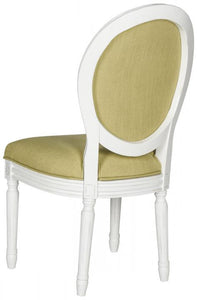 Holloway Set of 2 French Brasserie Linen Oval Side Chair in Spring Green