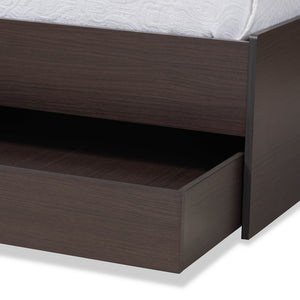 Faraday Dark Brown Wood Finish Storage Corner Bed