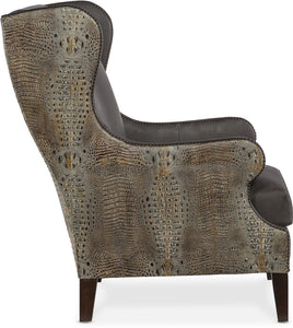 Wingback Croc Club Chair in Dark Grey