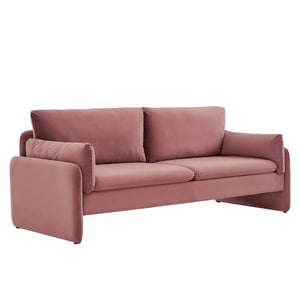 Indicate Performance Velvet Sofa in Dusty Rose