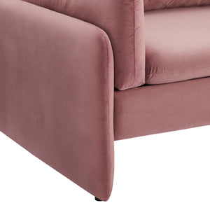 Indicate Performance Velvet Sofa in Dusty Rose