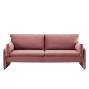 Indicate Performance Velvet Sofa in Dusty Rose