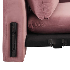 Indicate Performance Velvet Sofa in Dusty Rose