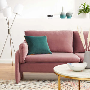 Indicate Performance Velvet Sofa in Dusty Rose