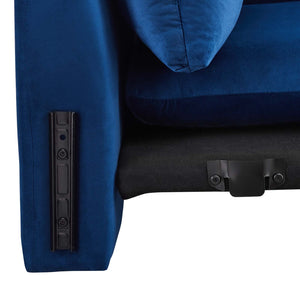 Indicate Performance Velvet Sofa in Blue