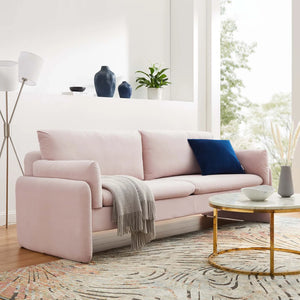 Indicate Performance Velvet Sofa in Light Pink