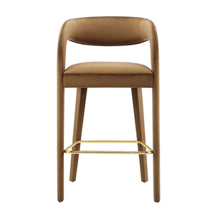 Pinnacle Set of 2 Performance Velvet Bar Stool in Cognac