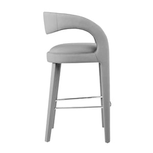 Pinnacle Set of 2 Performance Velvet Bar Stool in Light Grey