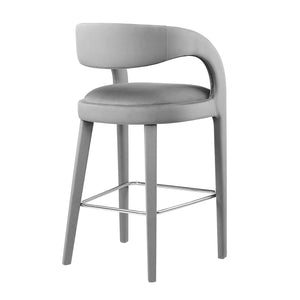 Pinnacle Set of 2 Performance Velvet Bar Stool in Light Grey