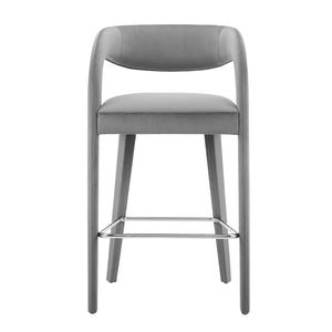 Pinnacle Set of 2 Performance Velvet Bar Stool in Light Grey