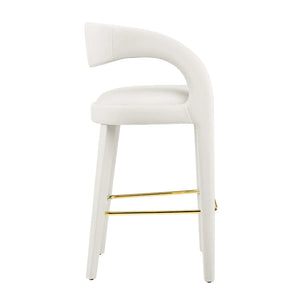 Pinnacle Set of 2 Performance Velvet Bar Stool in Ivory