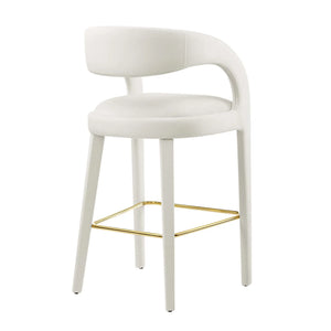 Pinnacle Set of 2 Performance Velvet Bar Stool in Ivory