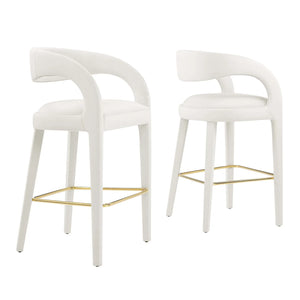 Pinnacle Set of 2 Performance Velvet Bar Stool in Ivory