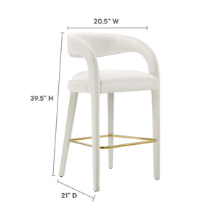 Pinnacle Set of 2 Performance Velvet Bar Stool in Ivory