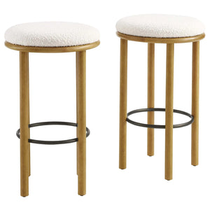 Fable Set of 2 Boucle Fabric Bar Stools in Oak