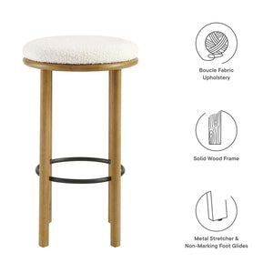 Fable Set of 2 Boucle Fabric Bar Stools in Oak