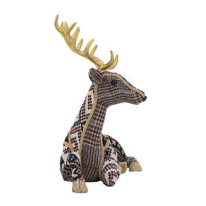 Tabletop Sitting Patchwork Deer in Floral Fawn