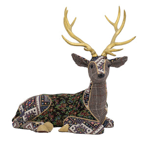 Spirit Sitting Patchwork Deer in Floral Fawn