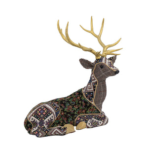 Spirit Sitting Patchwork Deer in Floral Fawn