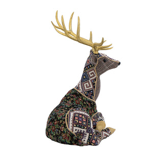 Spirit Sitting Patchwork Deer in Floral Fawn